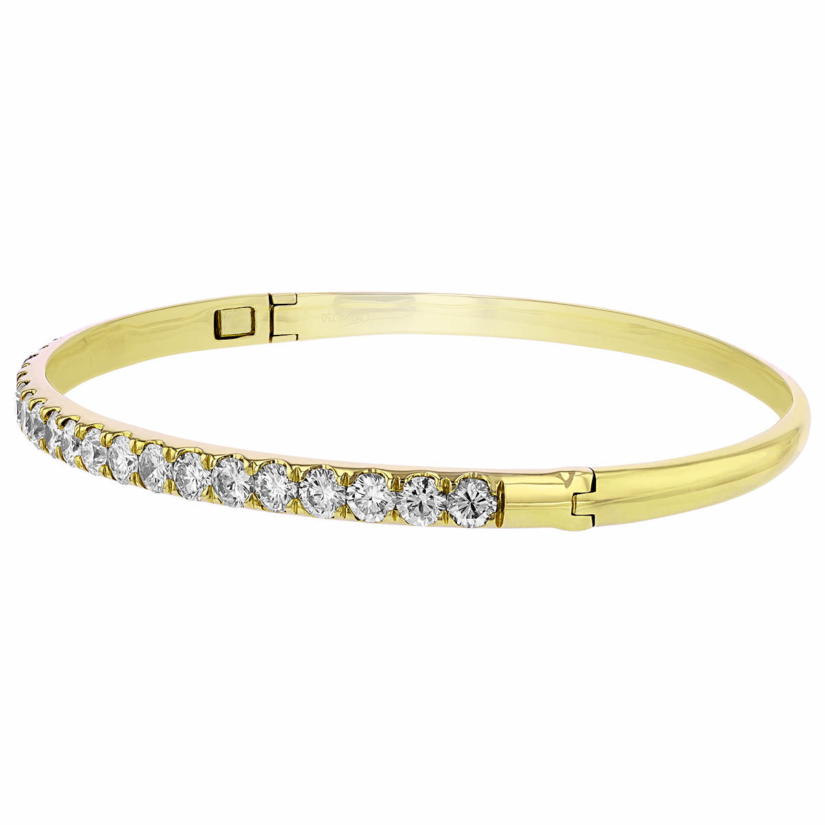 Diamond Hinged Bangle Bracelet in Yellow Gold, 3.00 cttw