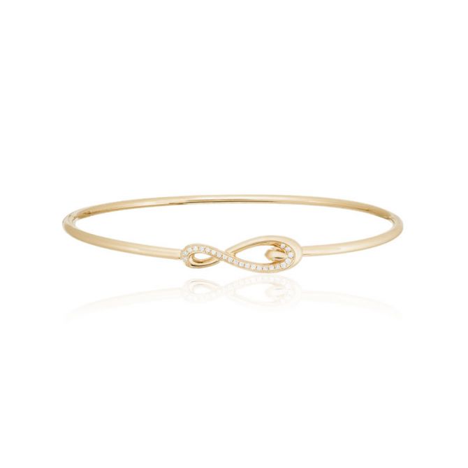 14K Yellow Gold Diamond Cypress Wire Bangle Bracelet, 0.09cttw