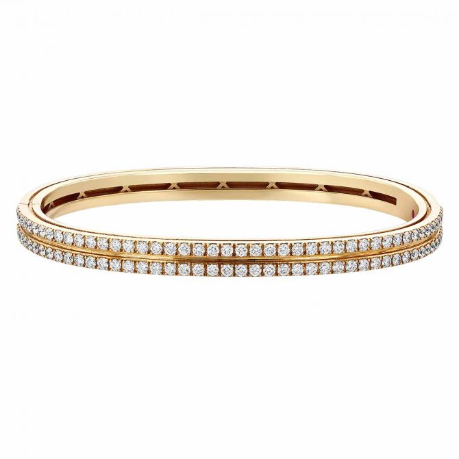 Roberto Coin Portofino White Gold 2 Row Diamond Bangle Bracelet