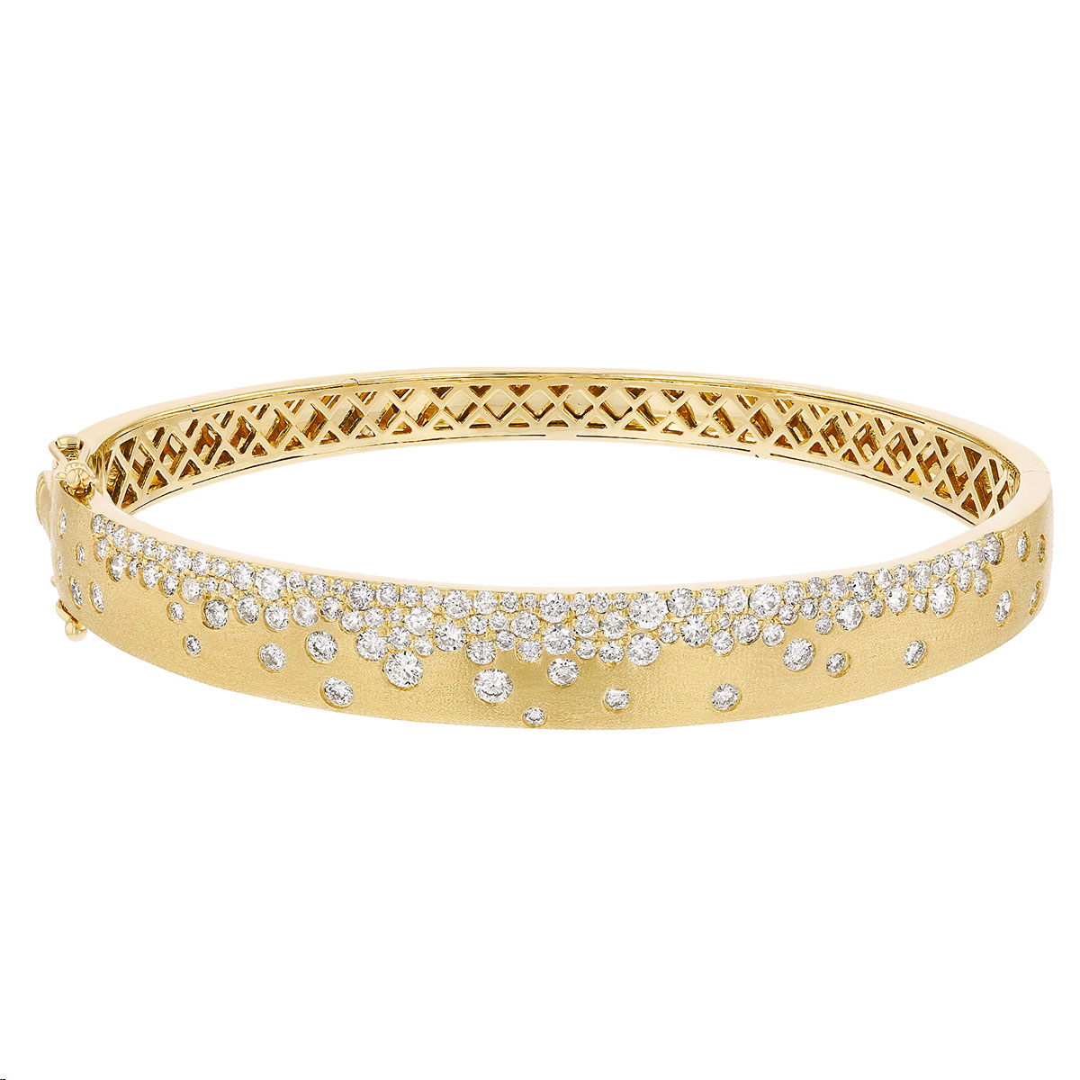 Diamond Scatter Bangle Bracelet in Satin Finish Yellow Gold | Borsheims