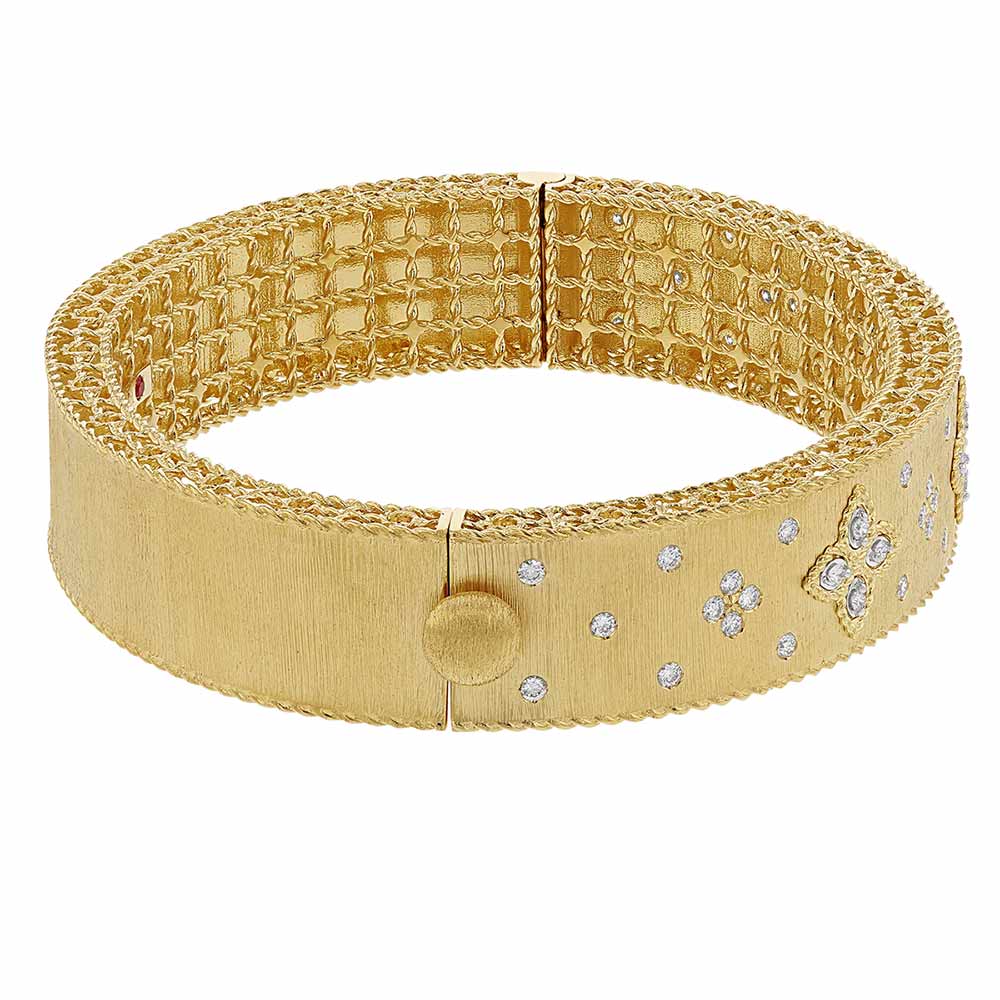 Roberto Coin Venetian Princess Diamond Bangle in Yellow Gold