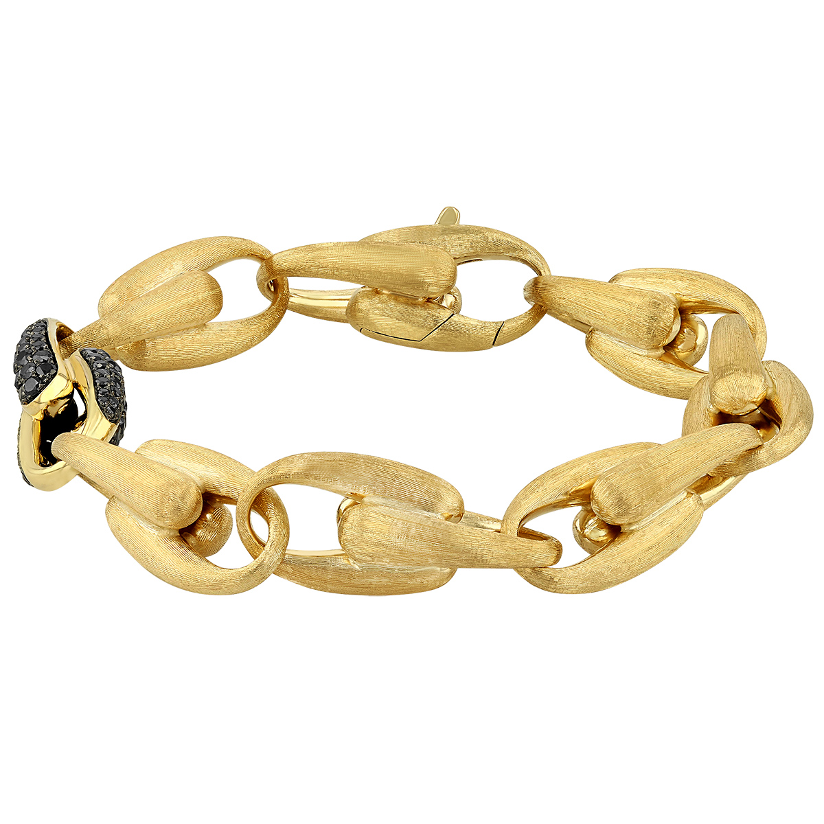 Marco Bicego Lucia Black Diamond Single Link Bracelet in Yellow Gold, 7.75