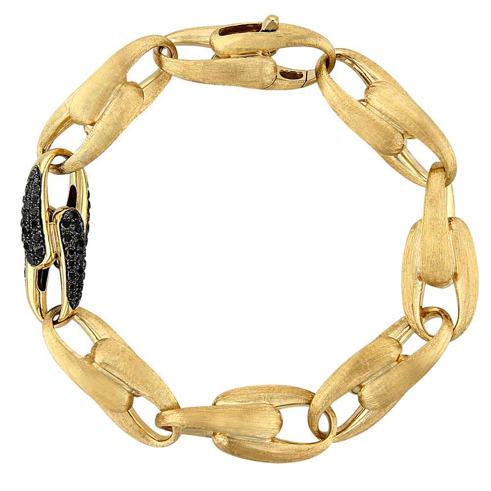 Marco Bicego Lucia Black Diamond Single Link Bracelet in Yellow Gold, 7.75