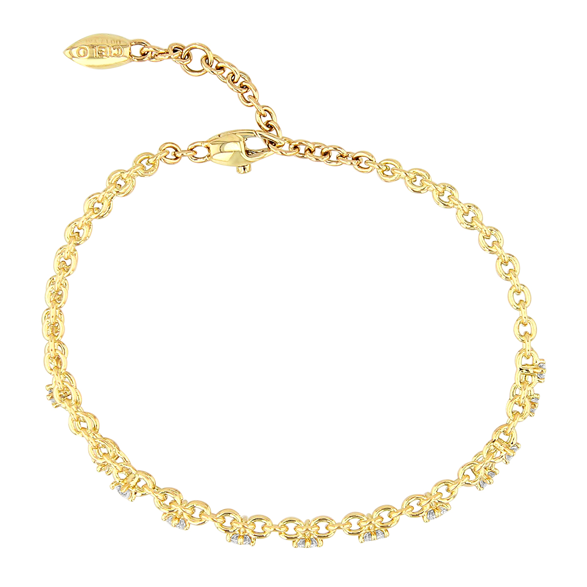 Mattia Cielo Diamond Double Strand Chain Bracelet in Yellow Gold