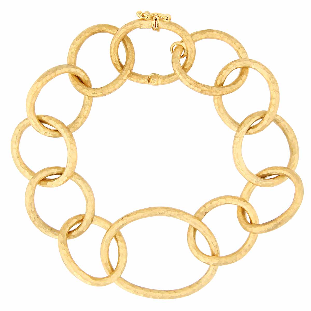 Marika Yellow Gold Hammered Oval Link Bracelet