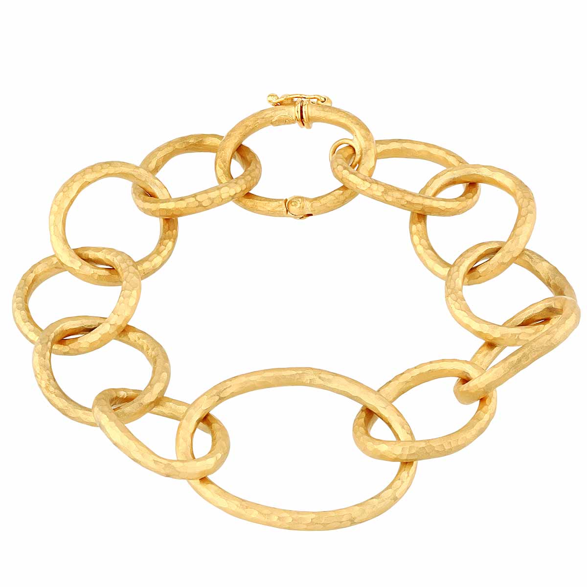 Marika Yellow Gold Hammered Oval Link Bracelet