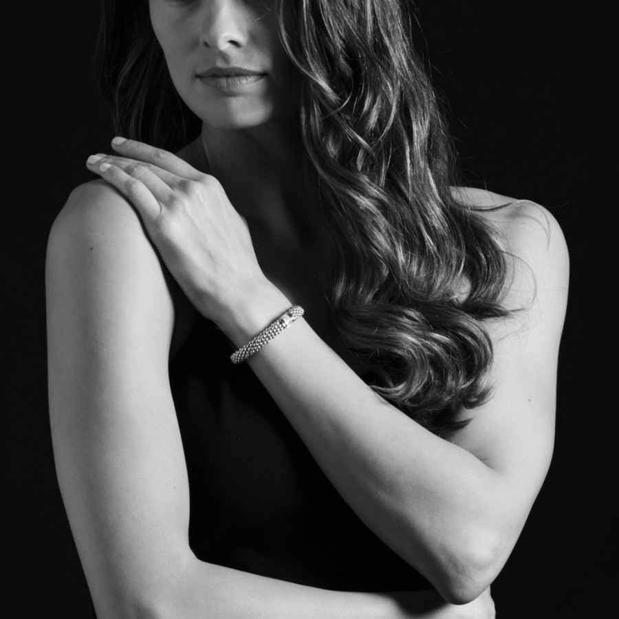 LAGOS Sterling Silver & 18K Yellow Gold Diamonds & Caviar Bracelet, 7