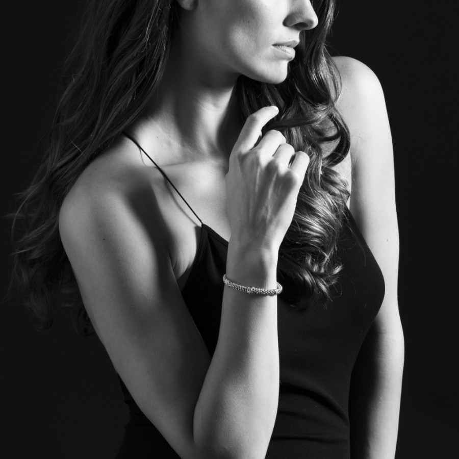 LAGOS Sterling Silver Diamonds & Caviar Three Station X Bracelet, 7