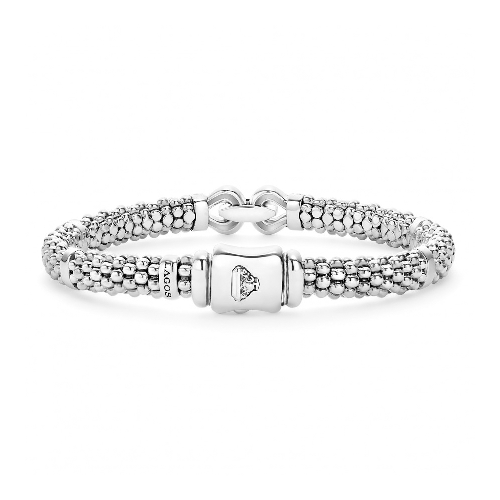LAGOS Sterling Silver Derby Diamond Buckle Bracelet, 7