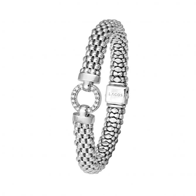 LAGOS Sterling Silver Diamond Circle Station Bracelet, 7.5"