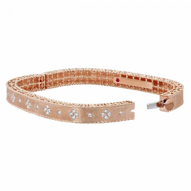 Princess Rose Gold Satin Finish Bangle with Fleur De Lis