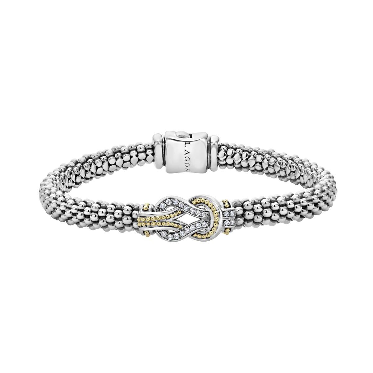 LAGOS Sterling Silver & 18K Yellow Gold Diamond Newport Bracelet