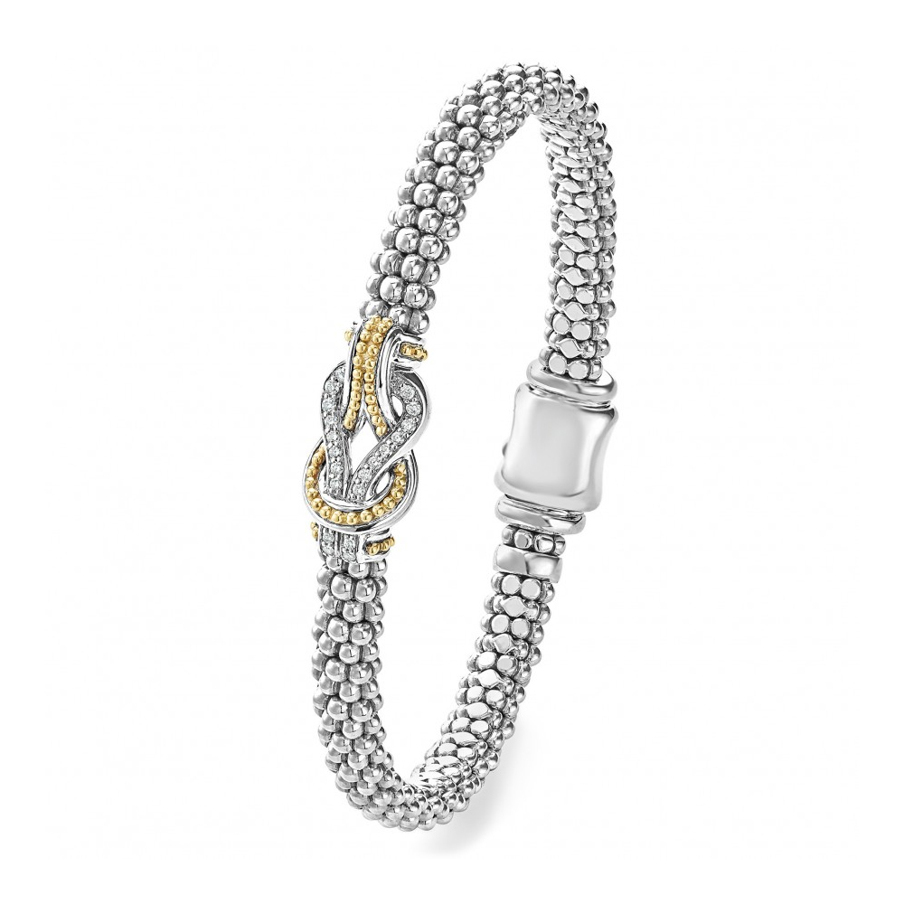 LAGOS Sterling Silver & 18K Yellow Gold Diamond Newport Bracelet