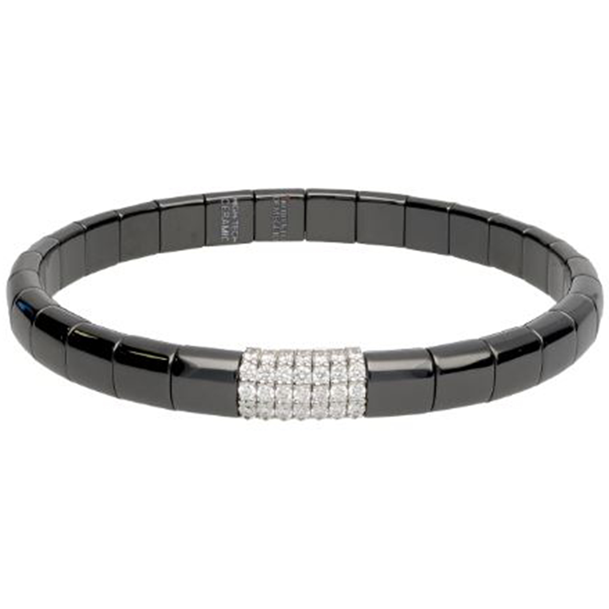Demeglio Pura Diamond Bar Bracelet in Black Shiny Ceramic