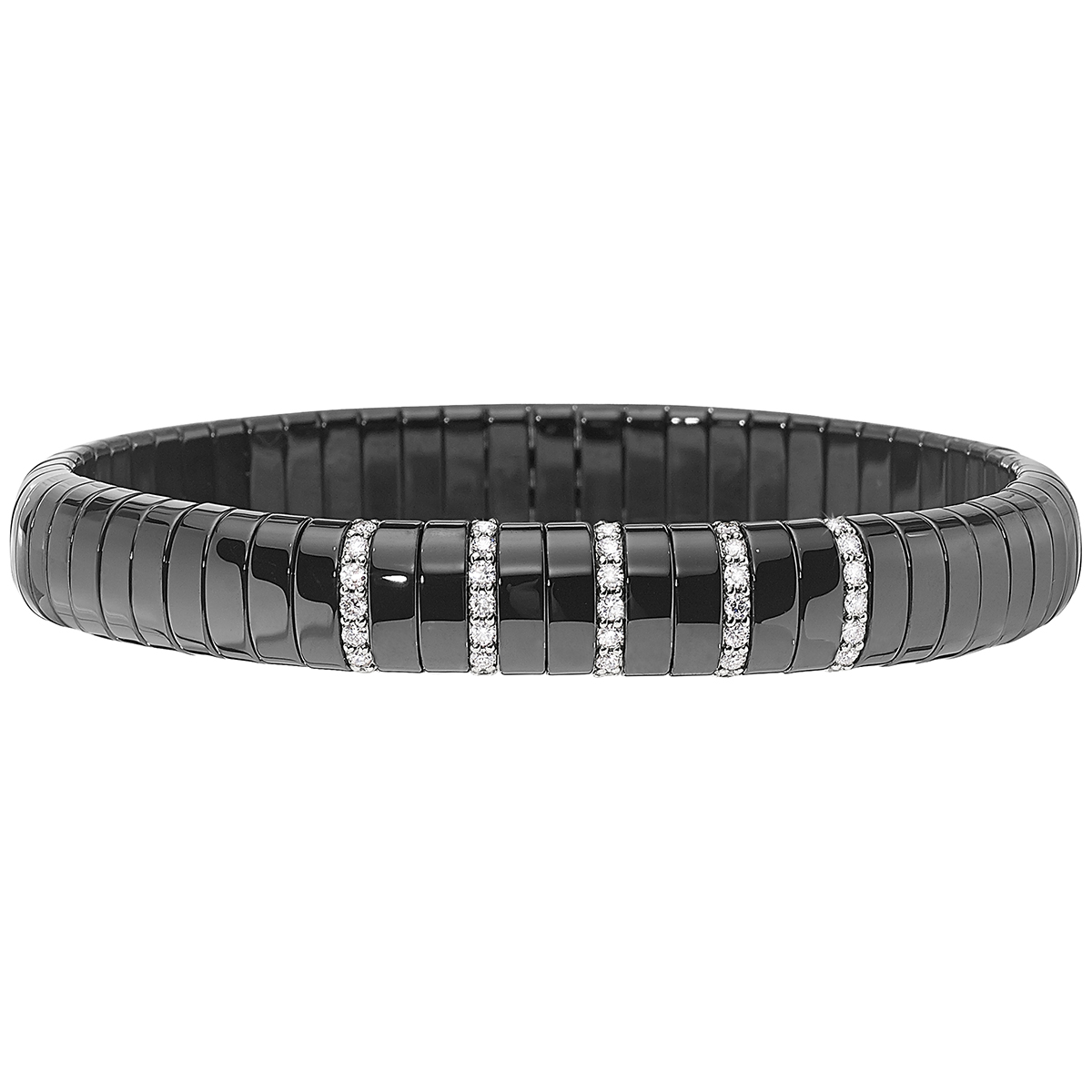 Roberto Demeglio 18K White Gold Black Ceramic & Diamond Pura Stretch Bracelet
