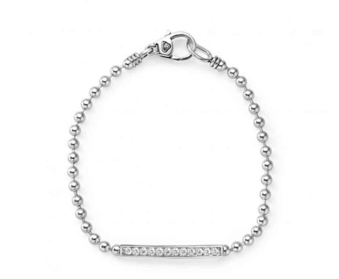 LAGOS Sterling Silver Caviar Spark Ball Diamond Bar Bracelet