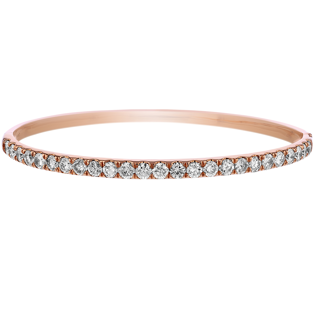 Diamond Prong Set Bangle Bracelet in Rose Gold