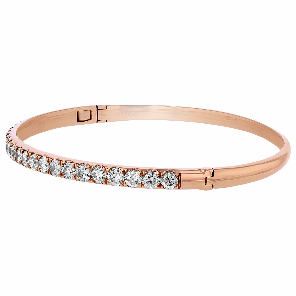 Diamond Prong Set Bangle Bracelet in Rose Gold
