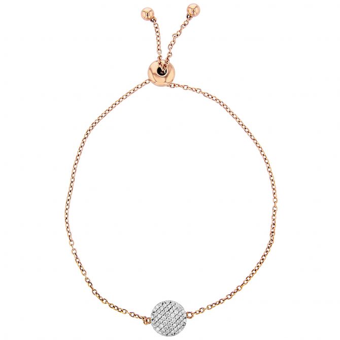 Phillips House Affair Infinity Diamond Pavé Disc Station Slider Bracelet in Rose Gold