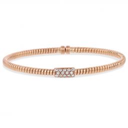 18K Rose Gold Diamond Pave Station Cuff Bracelet 18K Rose Gold Diamond Pave Station Cuff Bracelet