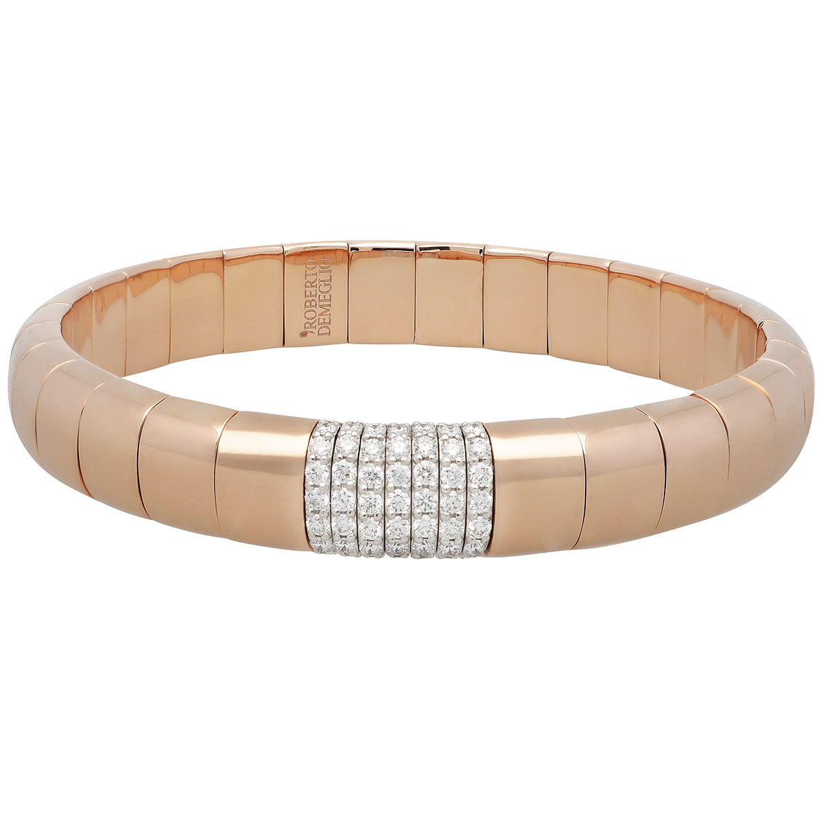Roberto Demeglio PURA GOLD Large Bracelet with Diamonds in Rose Gold