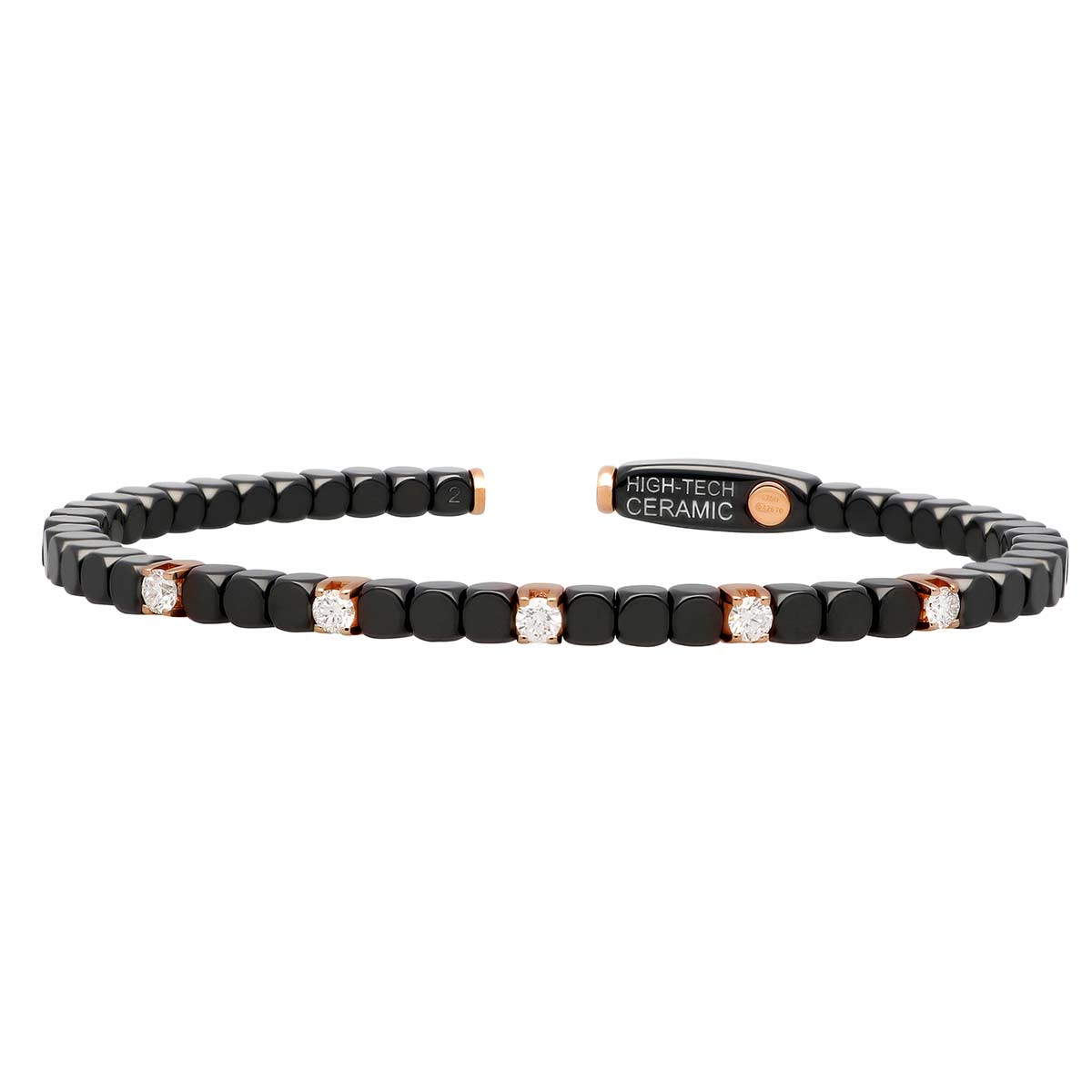 Roberto Demeglio Dado Bracelet in Rose Gold, Black Ceramic & Brown Diamonds