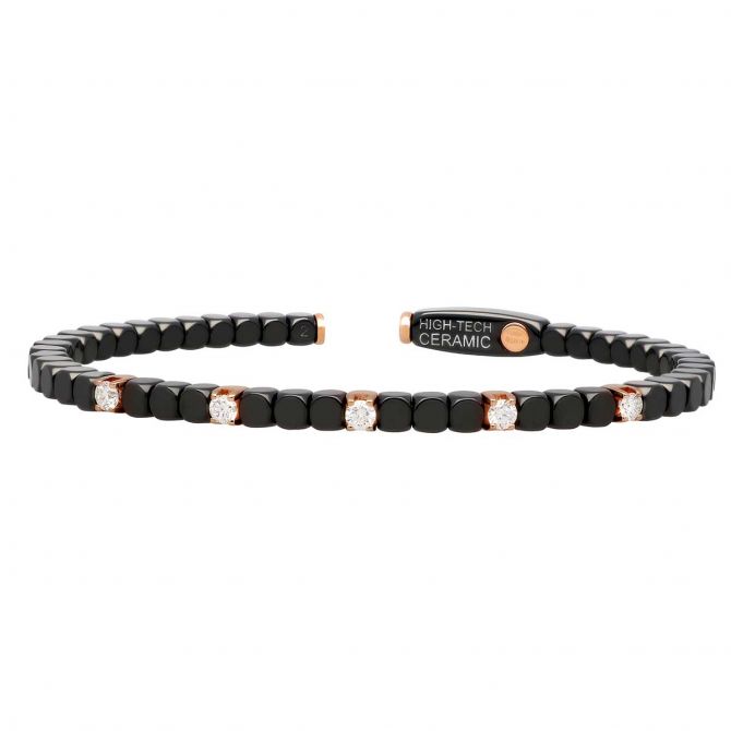 Roberto Demeglio Dado Bracelet in Rose Gold, Black Ceramic & Brown Diamonds