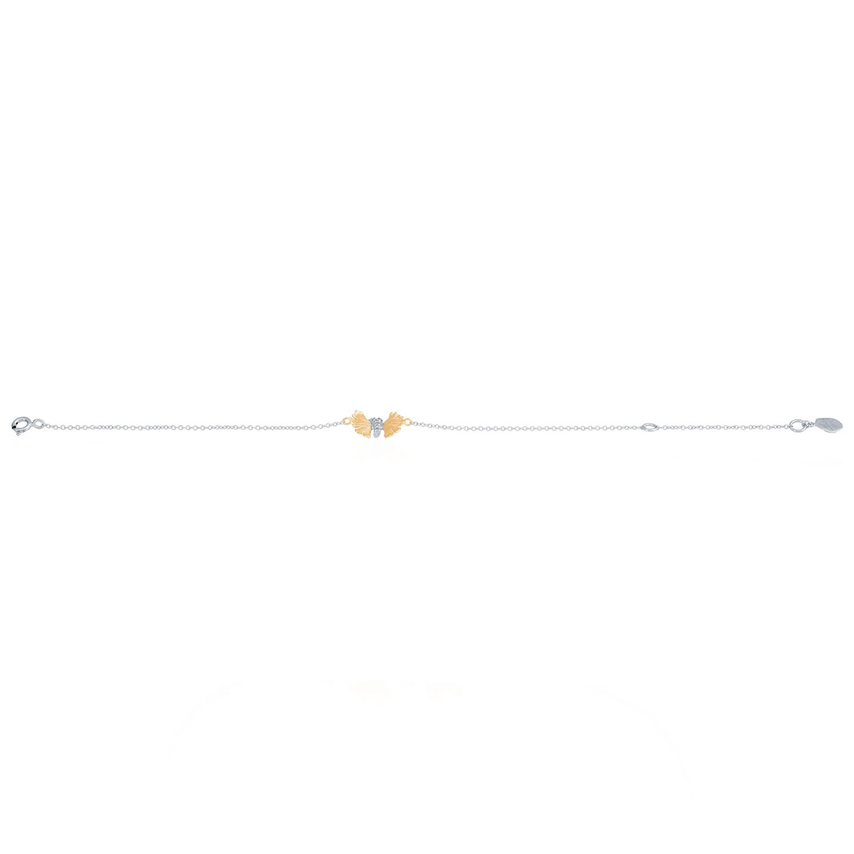 Michael Aram Butterfly Ginkgo Bracelet with Diamonds in Sterling Silver & Yellow Gold