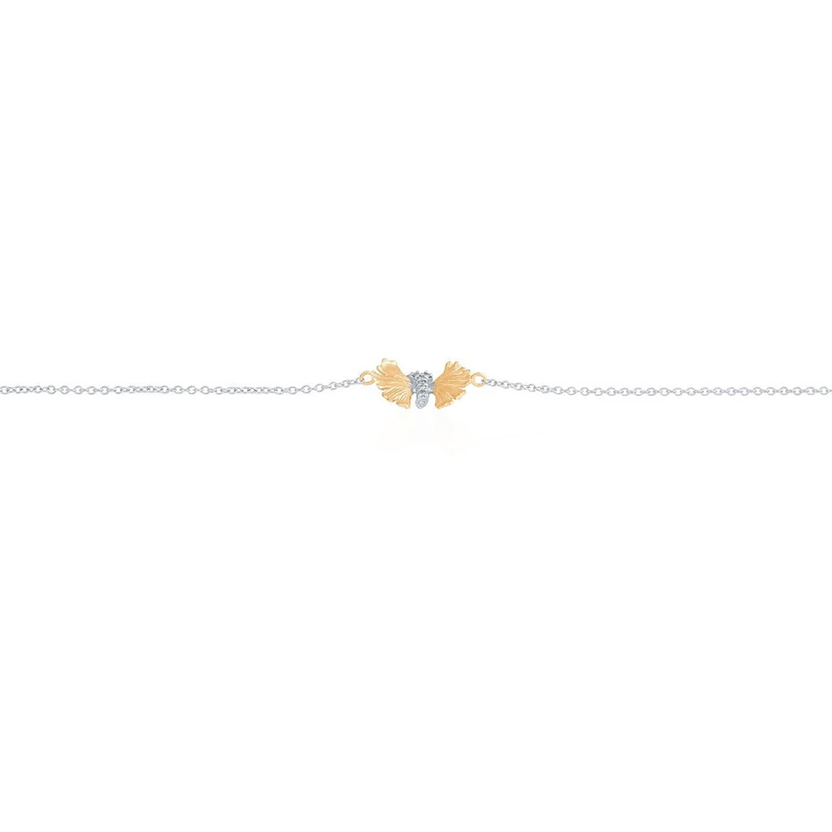 Michael Aram Butterfly Ginkgo Bracelet with Diamonds in Sterling Silver & Yellow Gold