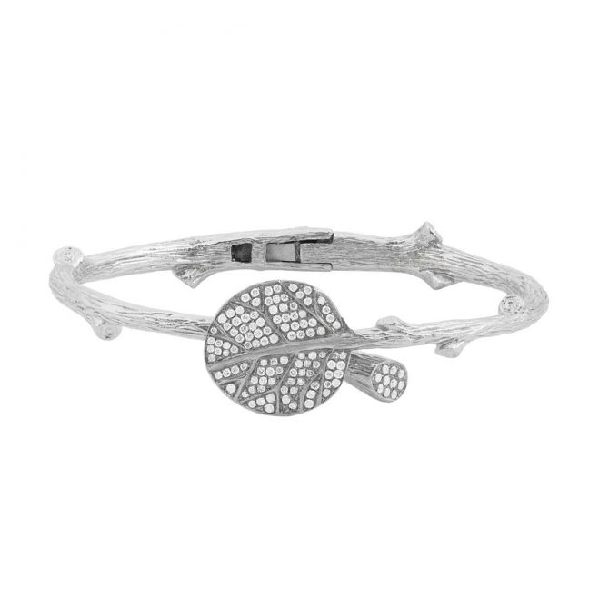 Michael Aram Sterling Silver Diamond Botanical Leaf Bangle