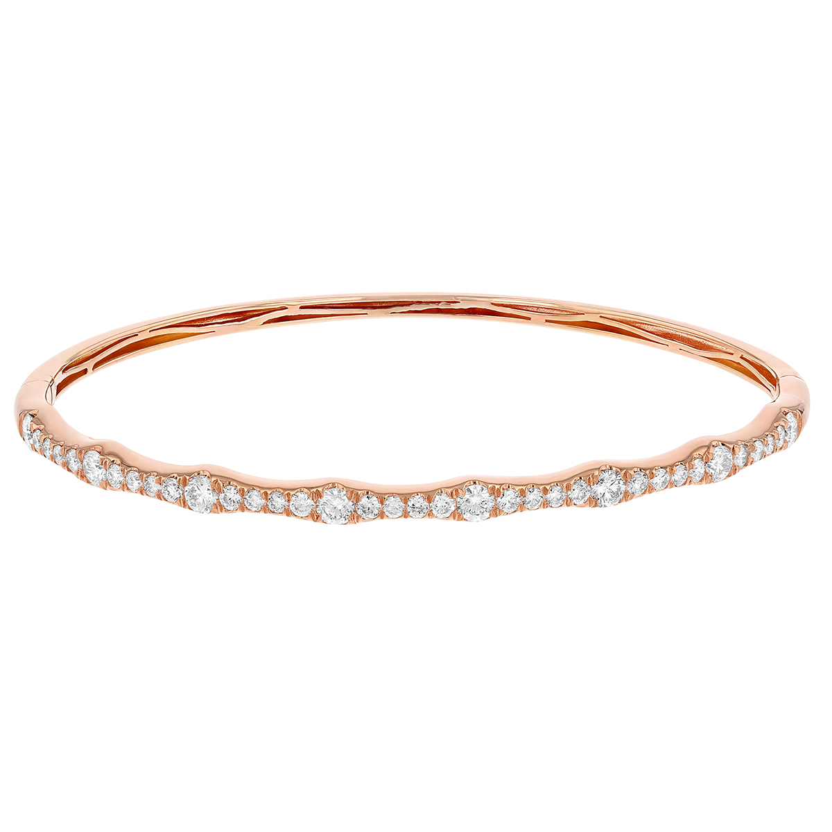 Diamond Wave Patterned Hinged Bangle Bracelet in Rose Gold | Borsheims