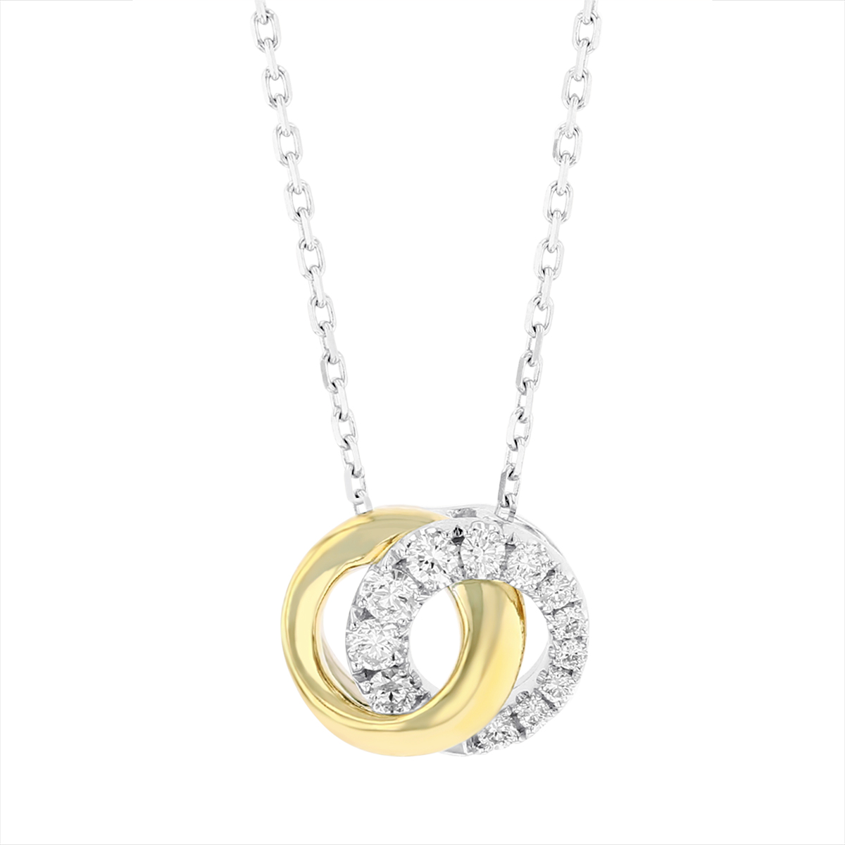 Frederic Sage Diamond & Yellow Gold Mini Interlocking Circle Pendant