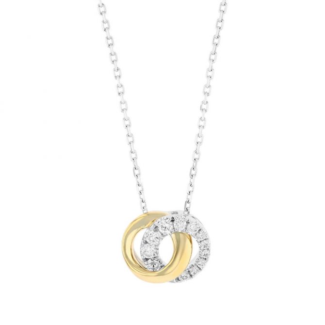 Frederic Sage Diamond & Yellow Gold Mini Interlocking Circle Pendant, 0.18 cttw, 18"