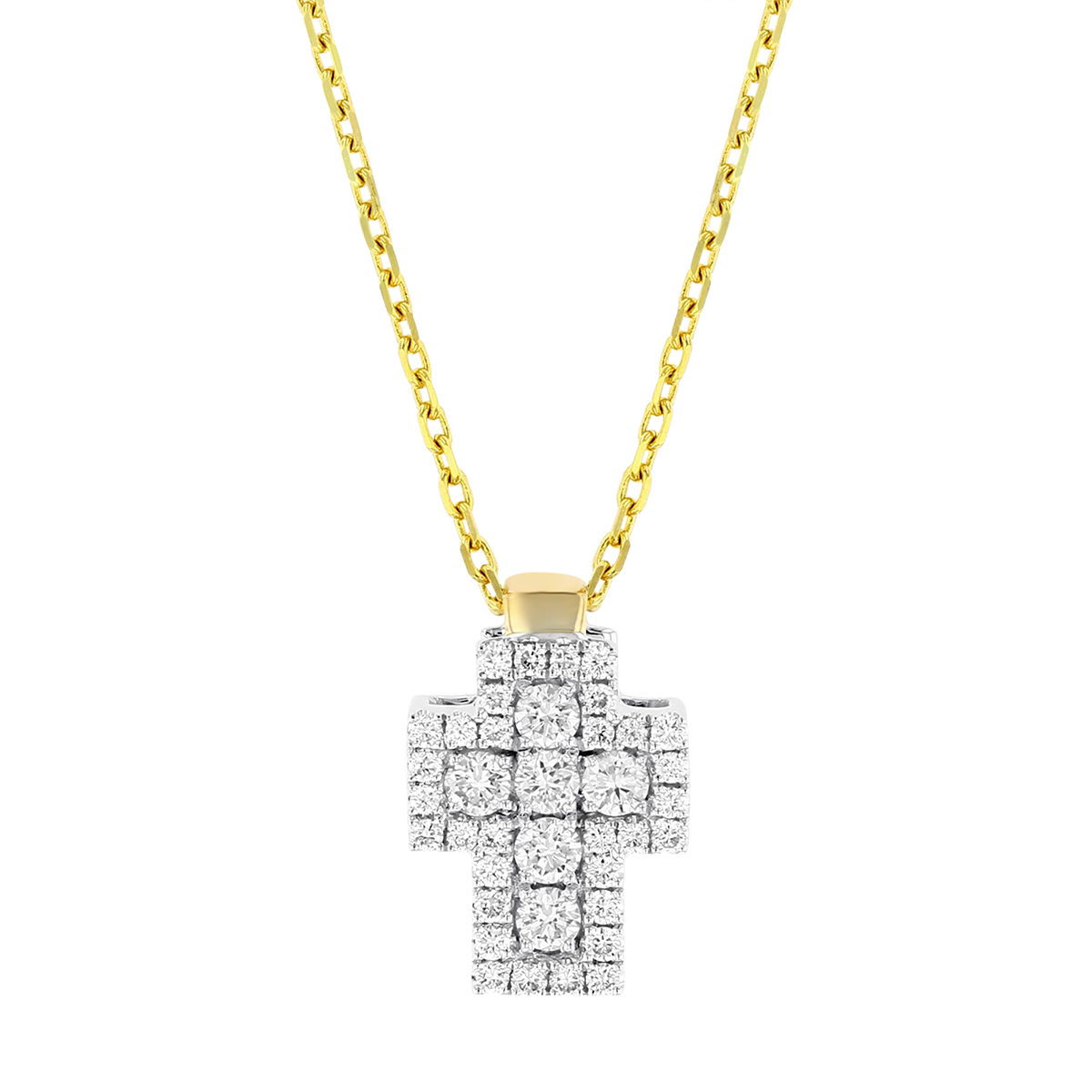Frederic Sage Diamond Cross Pendant Necklace in Yellow Gold, 18