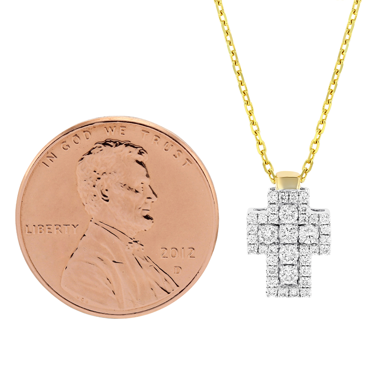 Frederic Sage Diamond Cross Pendant Necklace in Yellow Gold, 18