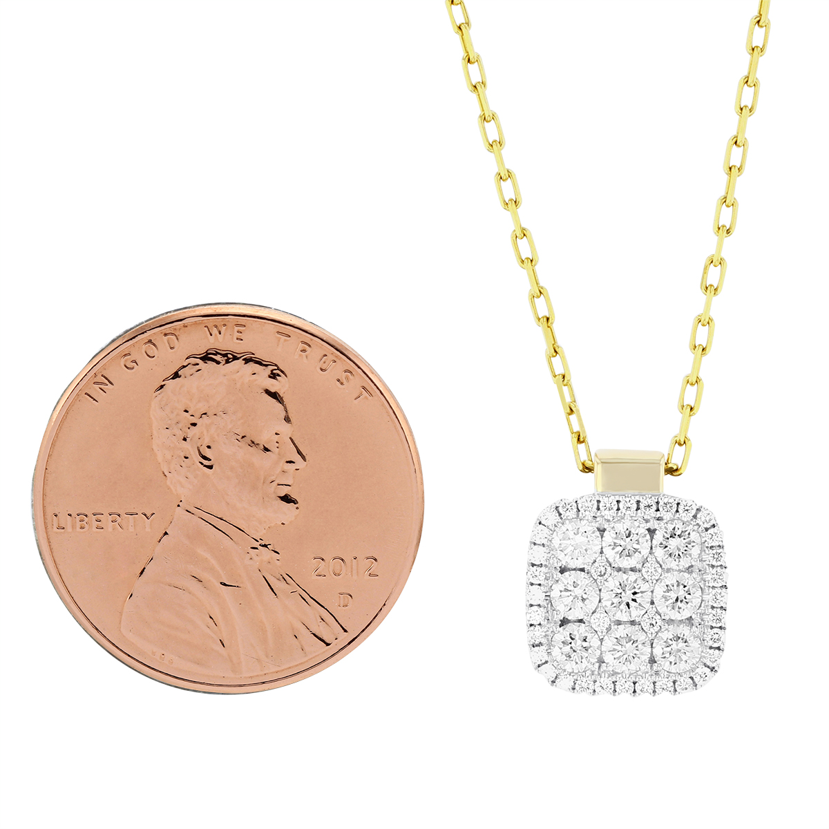 Frederic Sage 14K White & Yellow Gold Diamond Cushion Shaped Cluster Pendant, 18