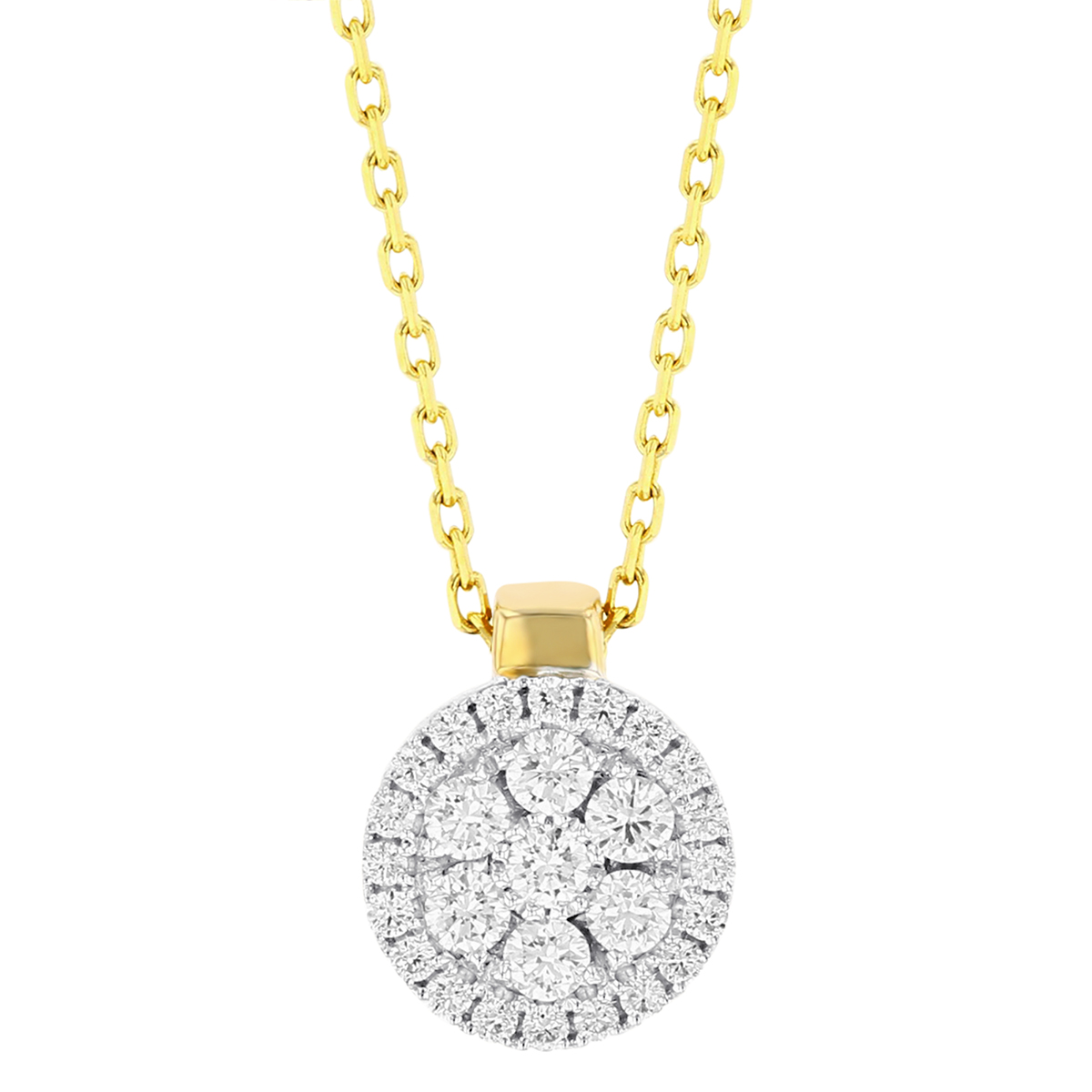 Frederic Sage Diamond Cluster Circle Pendant Necklace in Yellow Gold ...