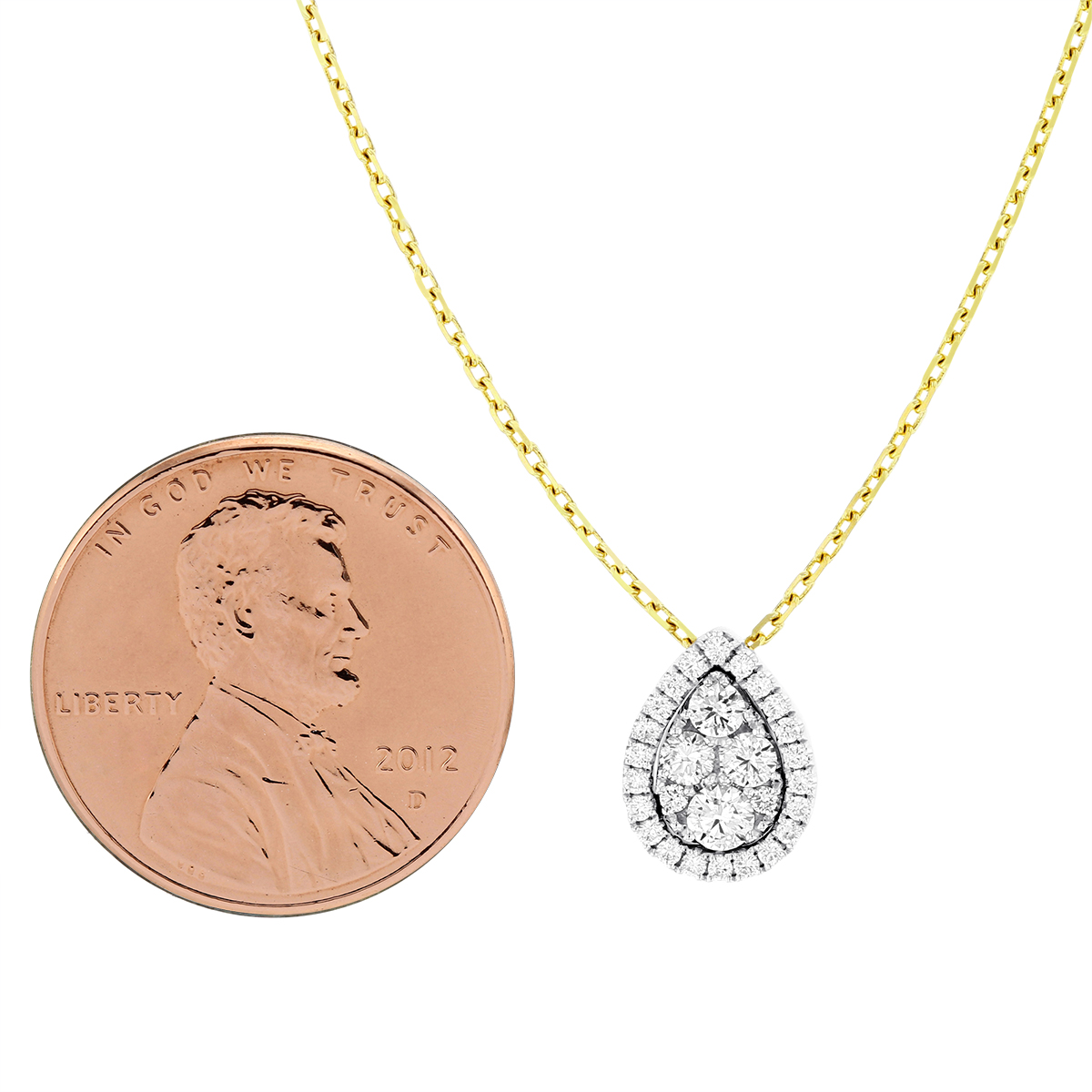 Frederic Sage Diamond Cluster Teardrop Pendant Necklace in Yellow Gold