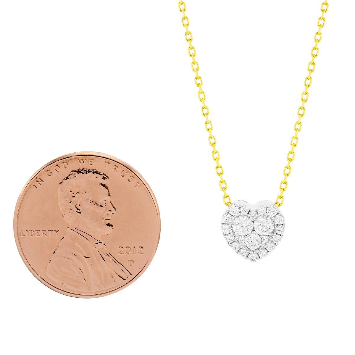 Frederic Sage Diamond Cluster Heart Pendant Necklace in Yellow Gold