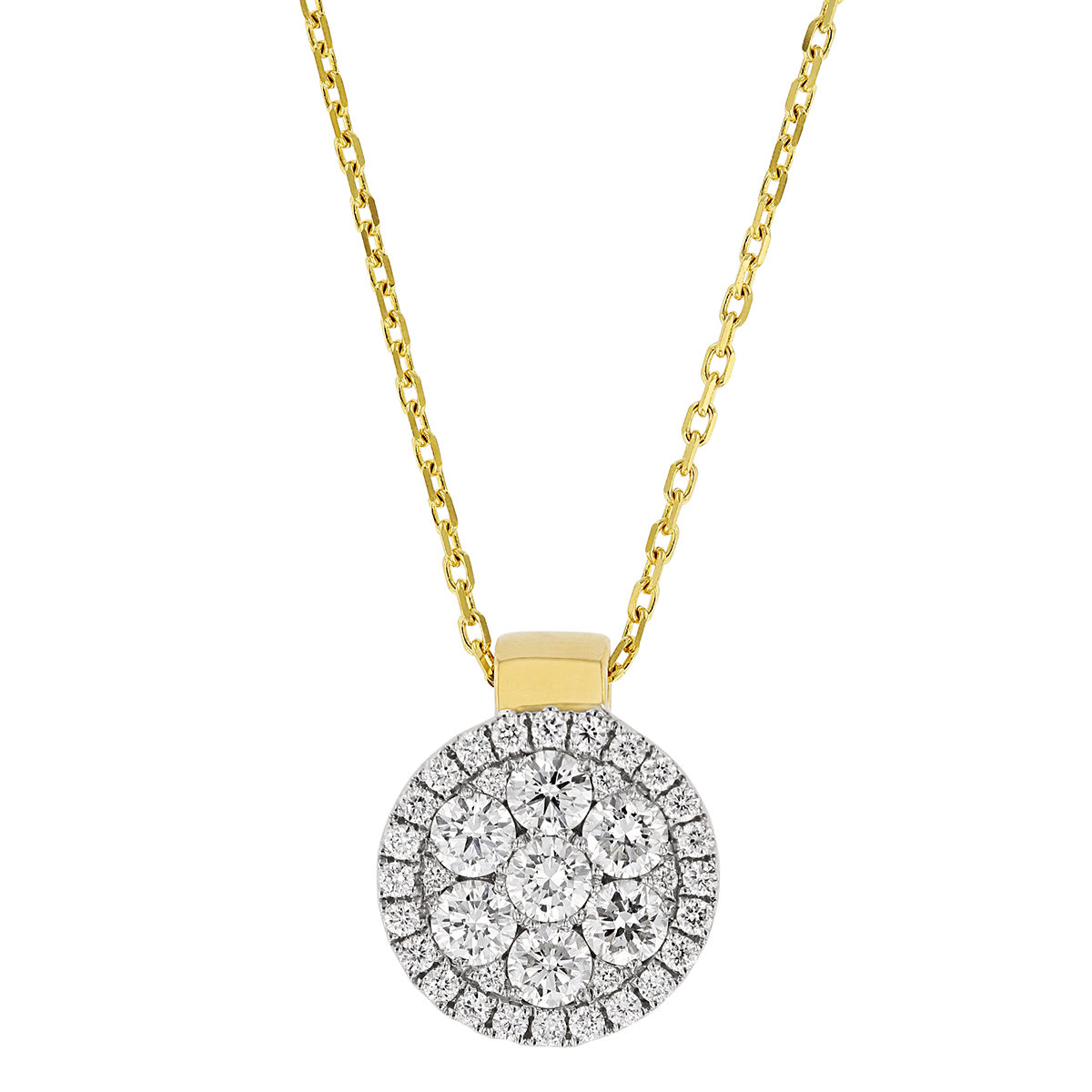 Frederic Sage Diamond Cluster Circle Pendant in Two Tone, 18