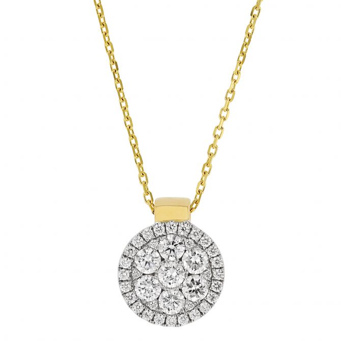Frederic Sage Diamond Cluster Circle Pendant in Two Tone, 18"