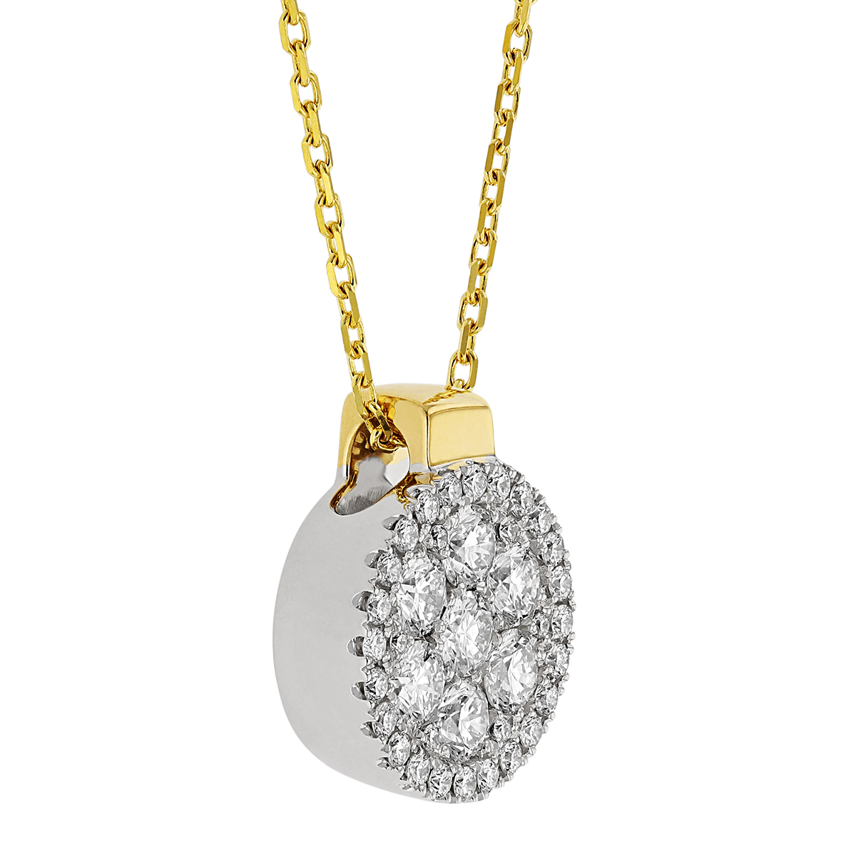 Frederic Sage Diamond Cluster Circle Pendant in Two Tone, 18