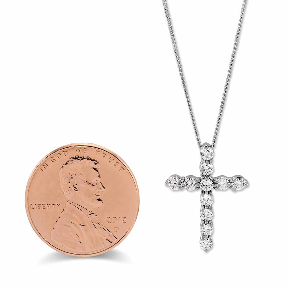 White Gold & Diamond Cross Pendant Necklace, 0.50 cttw