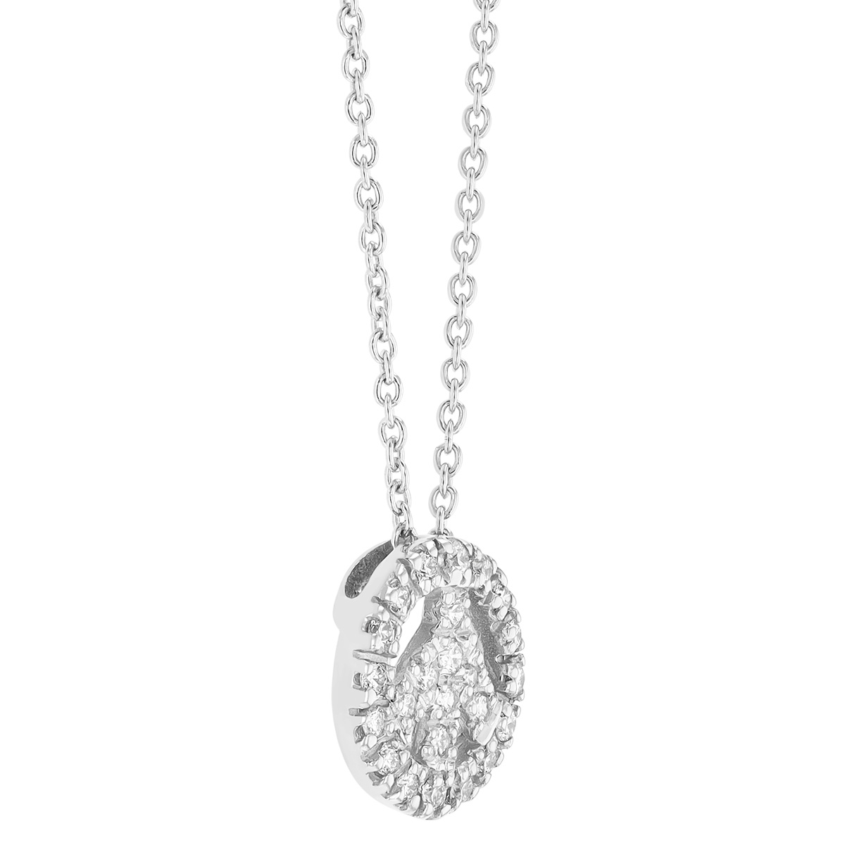 Roberto Coin Tiny Treasures Diamond Peace Sign Necklace in White Gold, 18