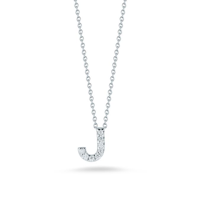 Roberto Coin Tiny Treasures Love Letter Diamond Initial Necklaces in White Gold