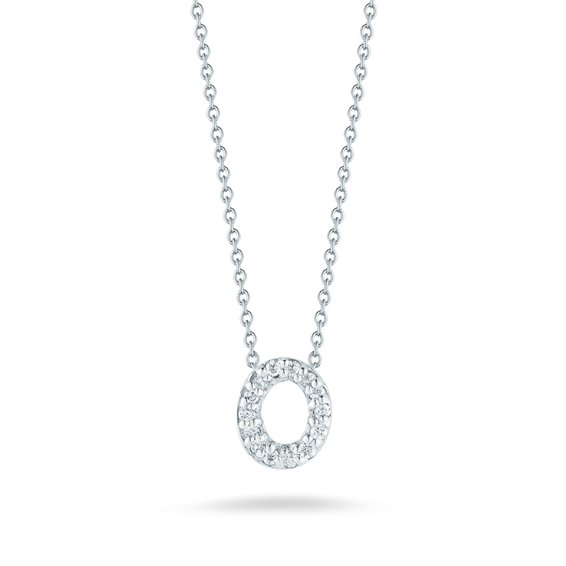 Roberto Coin Tiny Treasures Love Letter Diamond Initial Necklaces in White Gold