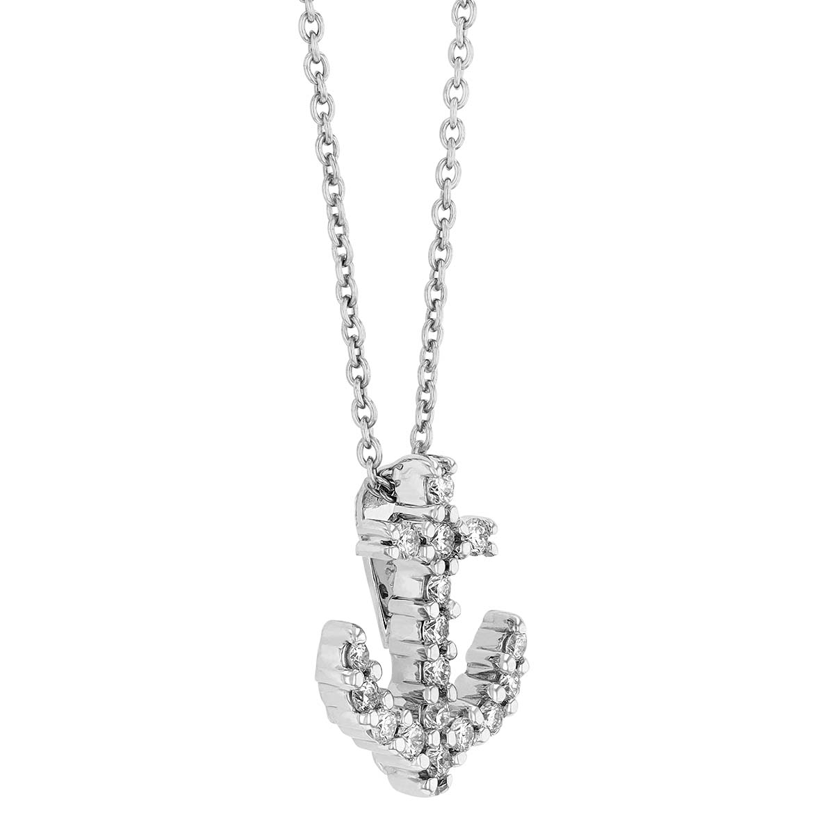 Roberto Coin Tiny Treasures Diamond Anchor Pendant in White Gold, 18