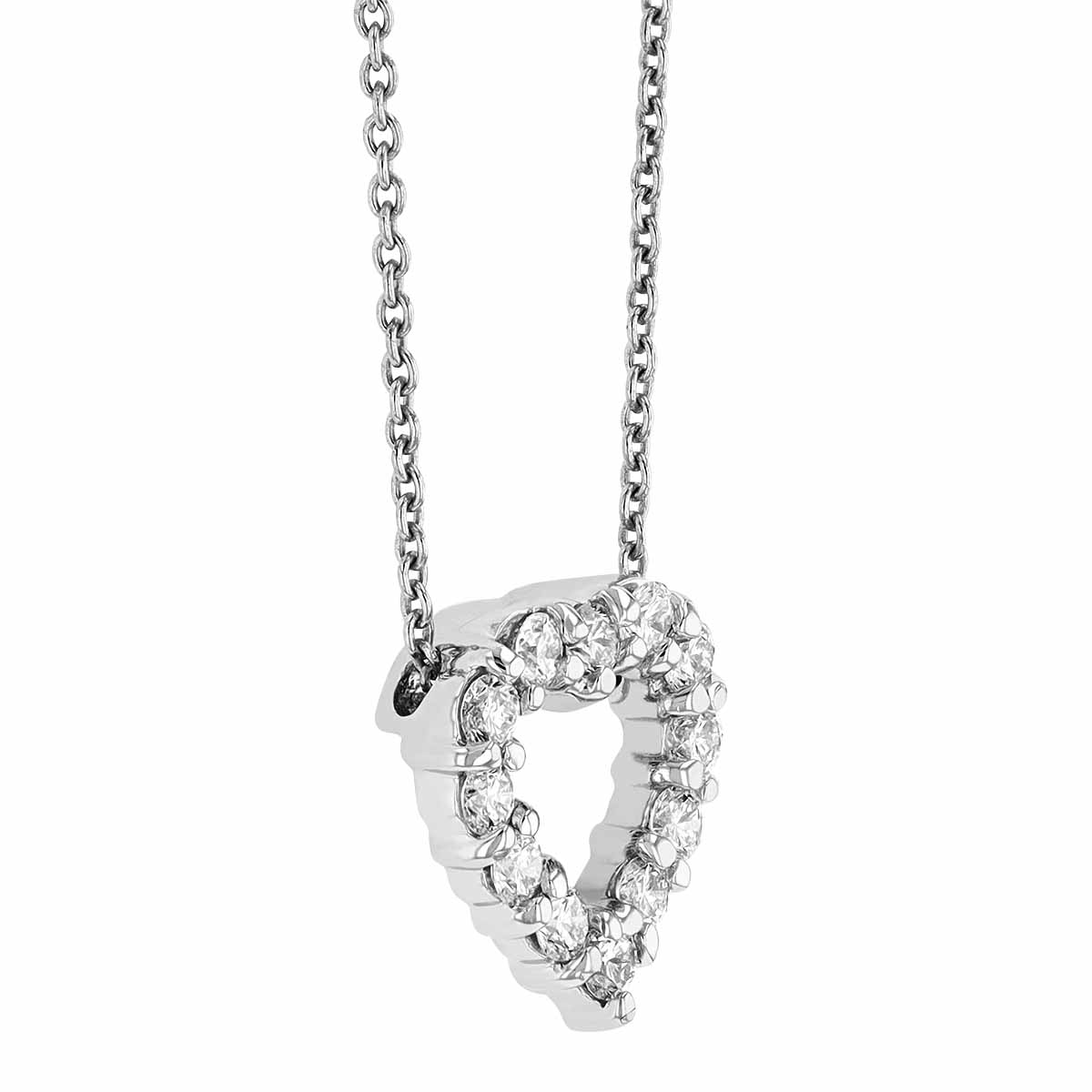 Roberto Coin Tiny Treasures Diamond Heart Necklace in White Gold, 0.26 cttw
