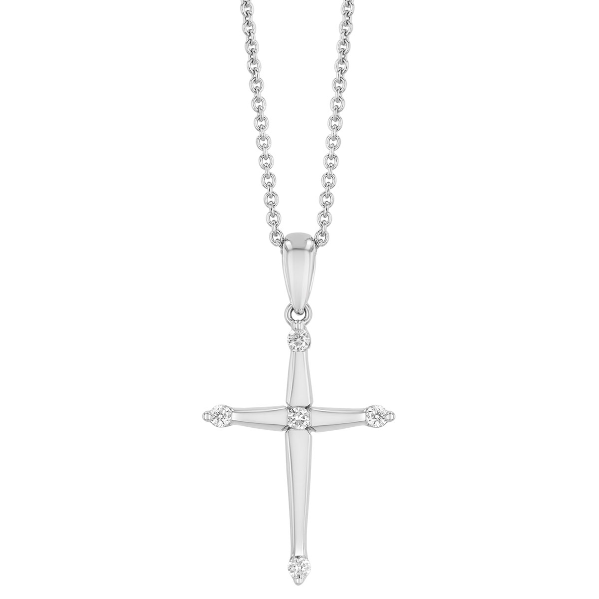 White Gold Cross Pendant with Diamond Accents, 18
