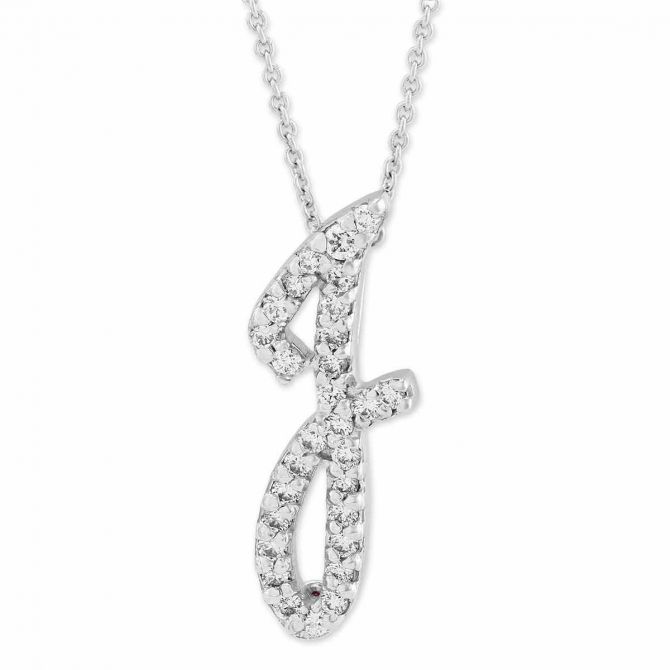 Roberto Coin Diamond Script Initial J Necklace, 18"